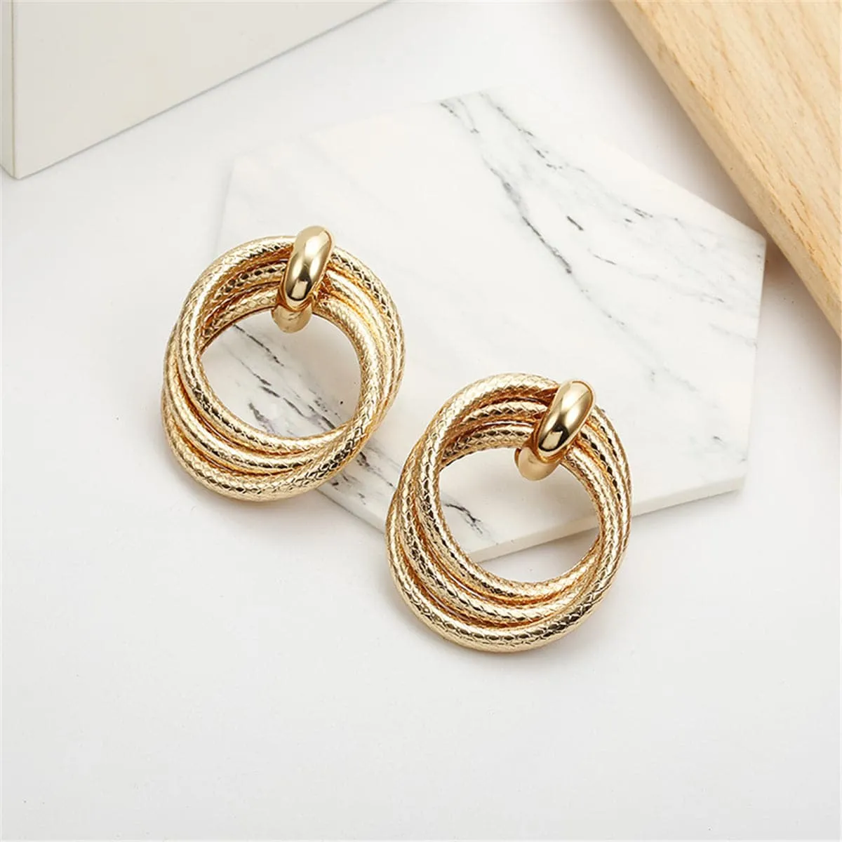 18K Gold-Plated Interwoven Hoop Earrings
