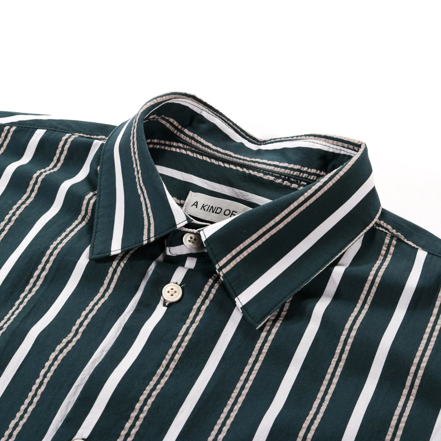 A KIND OF GUISE ELIO SHIRT RACING GREEN STRIPE