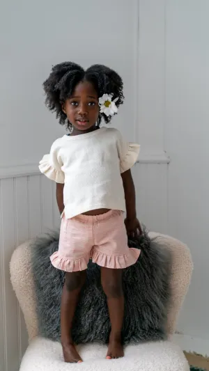 Ama Frilled Shorts | Sand Pink