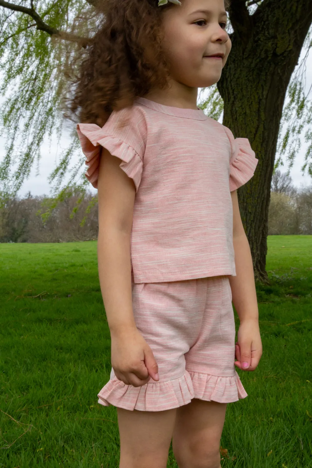 Ama Frilled Shorts | Sand Pink