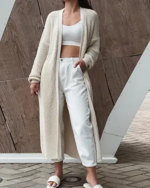 Apricot Lantern Sleeve V-neck Knitting Sweater Cardigans