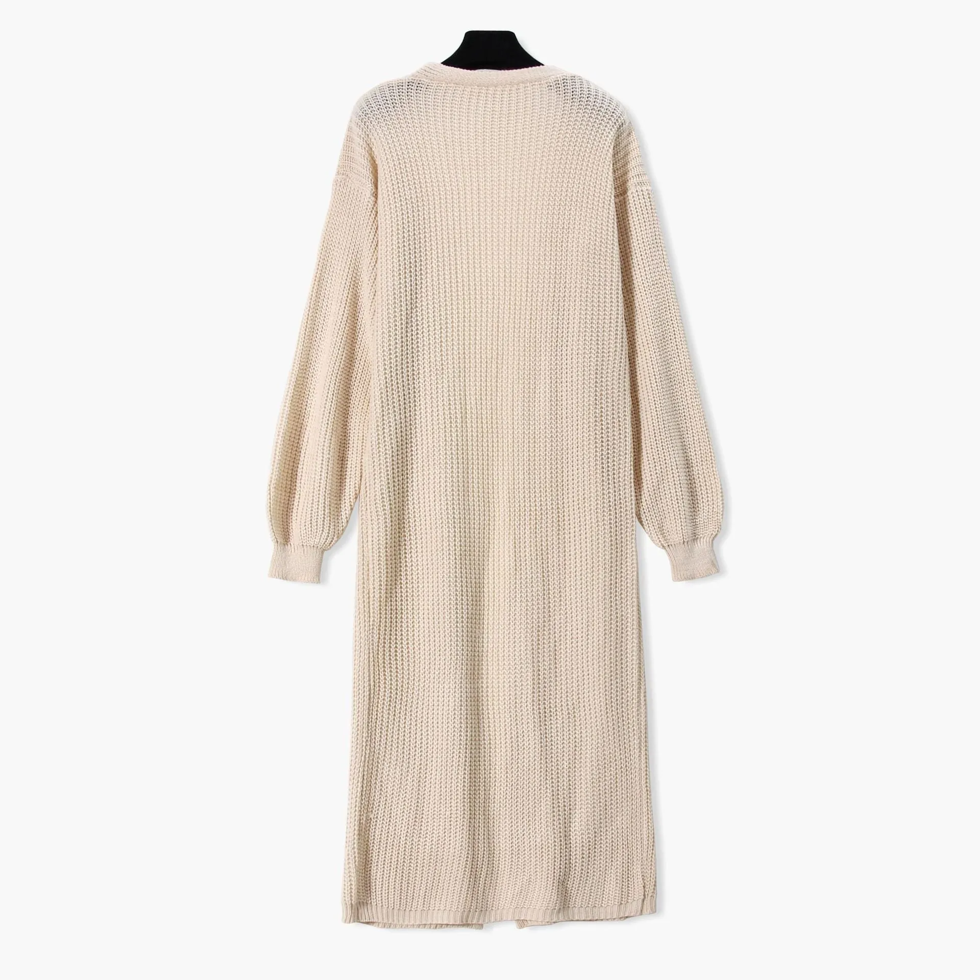 Apricot Lantern Sleeve V-neck Knitting Sweater Cardigans