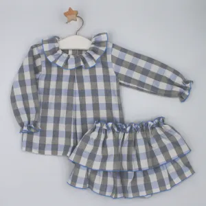 AW24 Rapife Girls Blue & White Check Shorts Set 4519