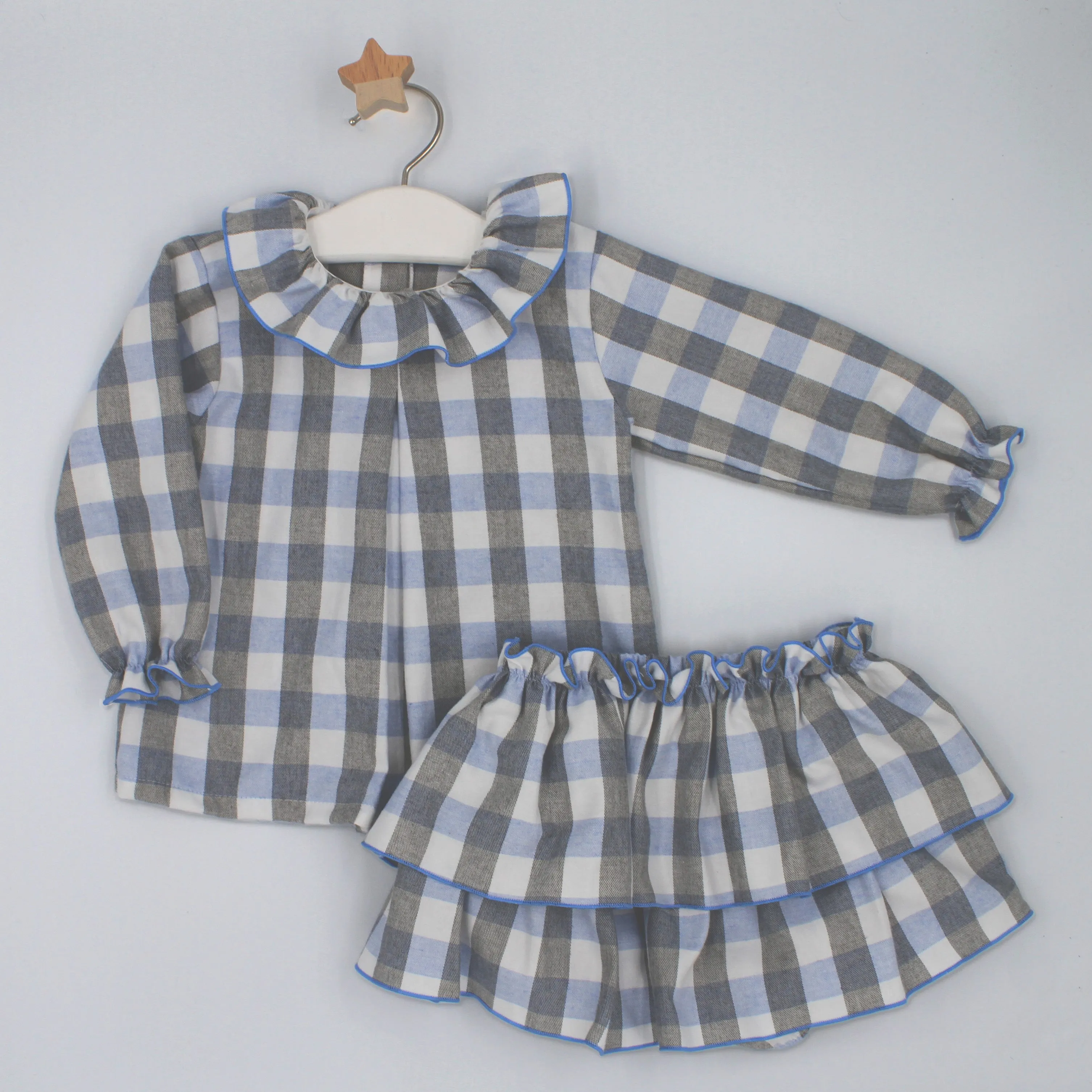 AW24 Rapife Girls Blue & White Check Shorts Set 4519