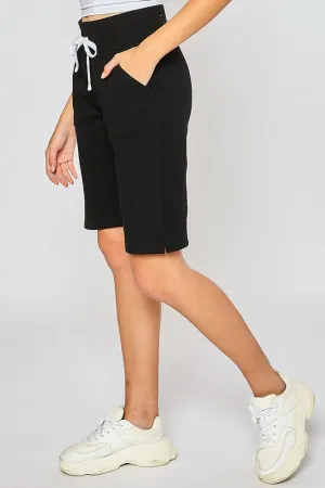 Black Fleece Bermuda Shorts - made from fleece material to provide warmth