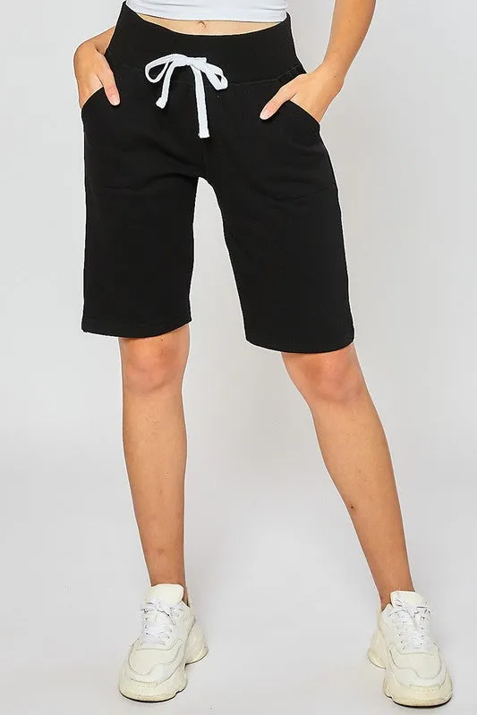 Black Fleece Bermuda Shorts - made from fleece material to provide warmth
