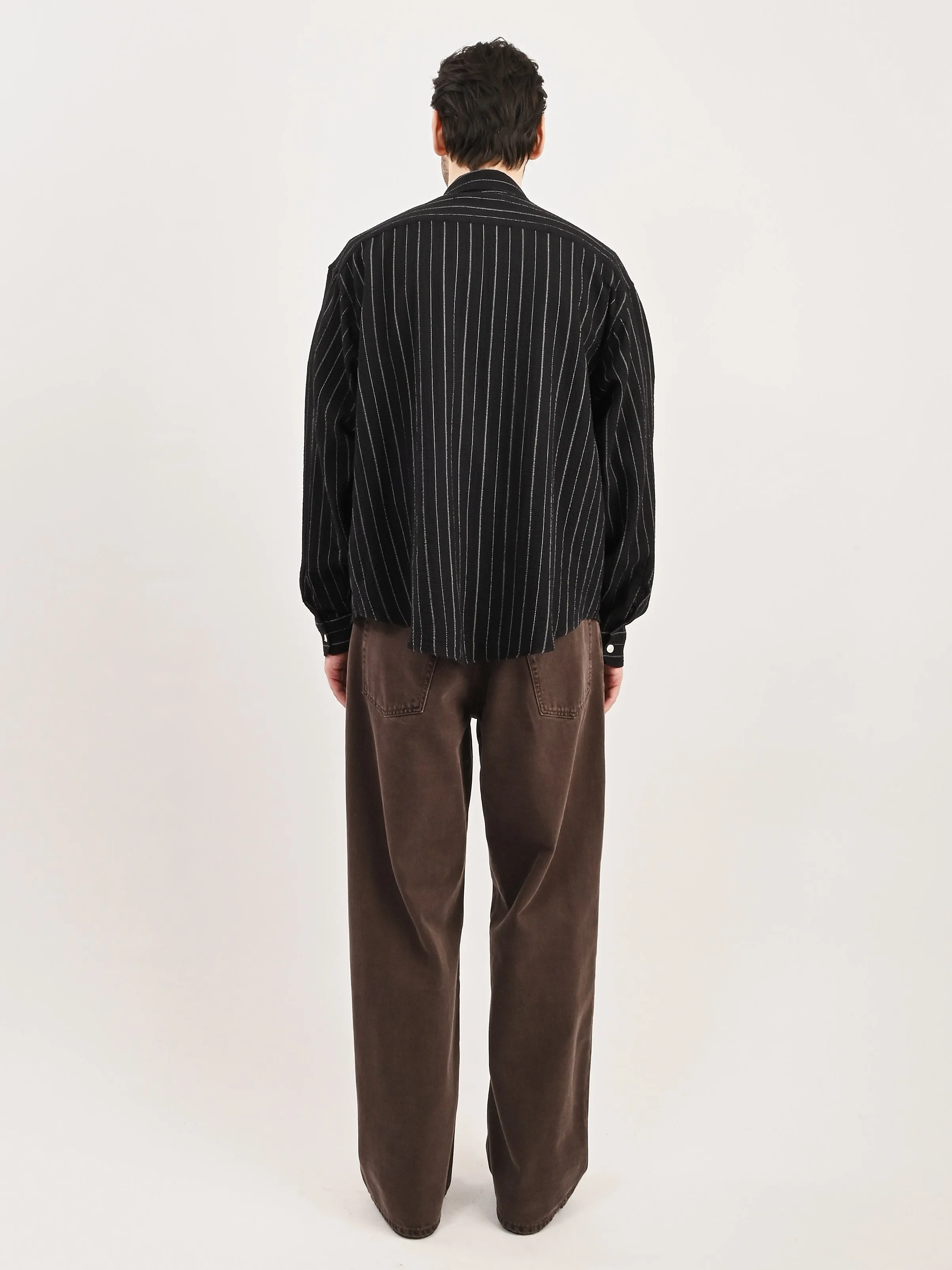 Black Textured Stripe Vacation Shirt