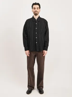 Black Textured Stripe Vacation Shirt