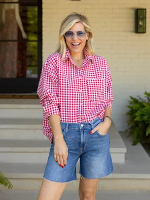 BLISS RED CHECK TOP