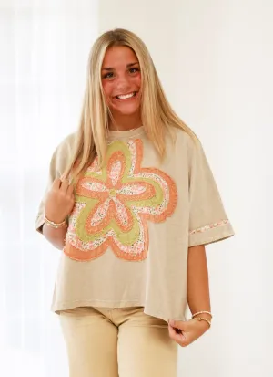 Blooming Personality Top in Khaki