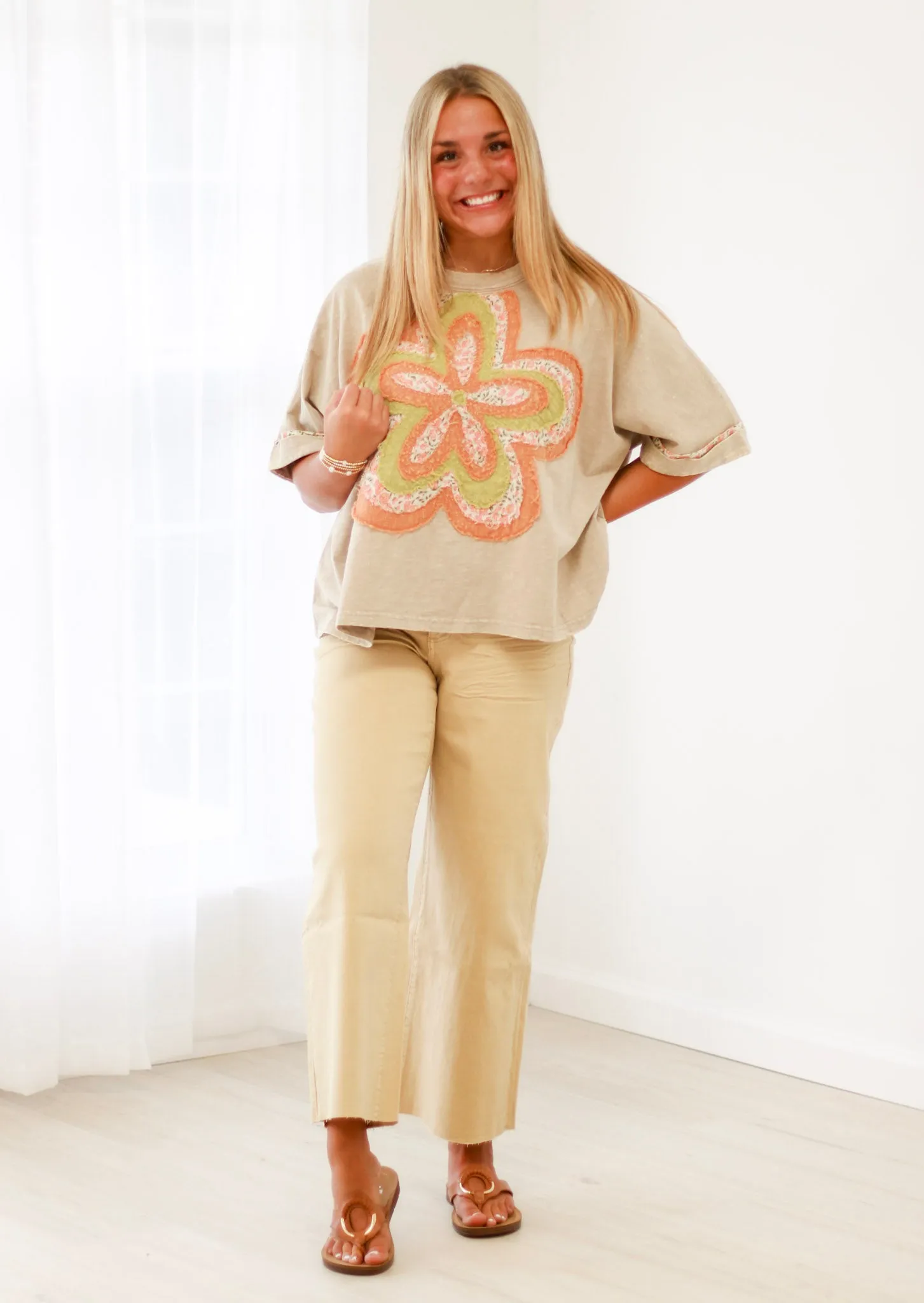 Blooming Personality Top in Khaki
