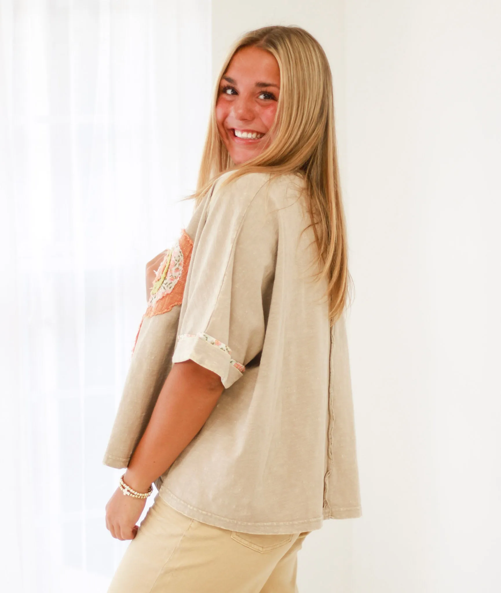 Blooming Personality Top in Khaki