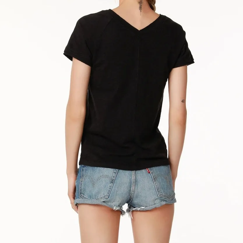 Bobi Double V-Neck Tee-black