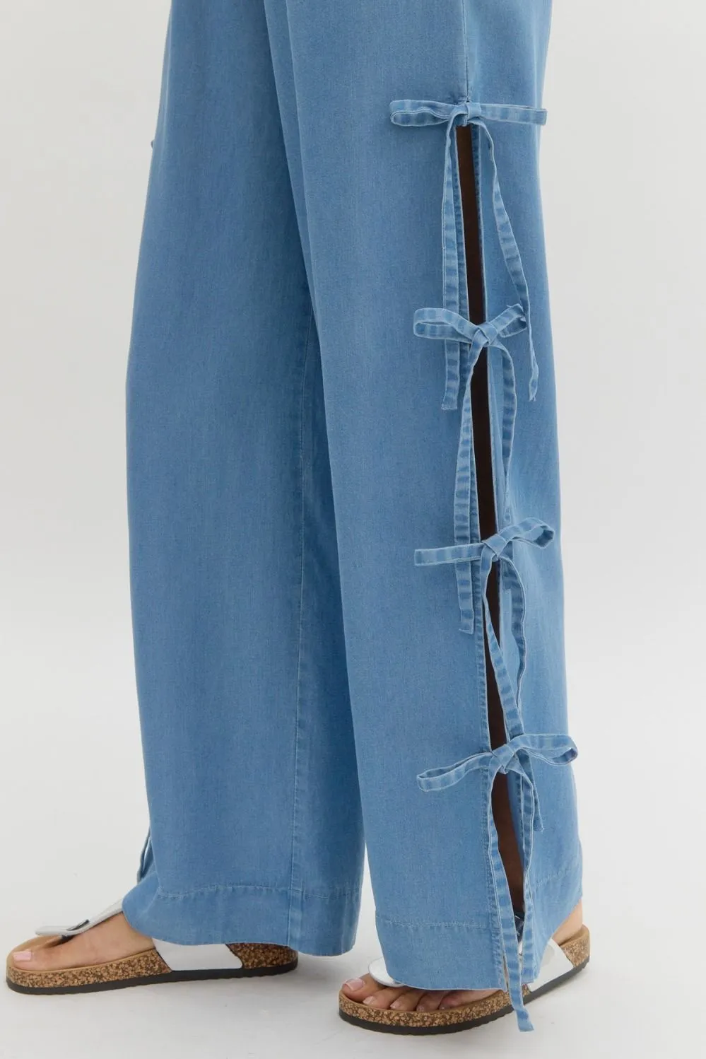Bow Tied Slit Pants {Light Blue}
