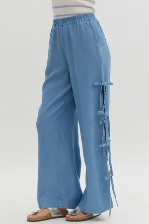 Bow Tied Slit Pants {Light Blue}