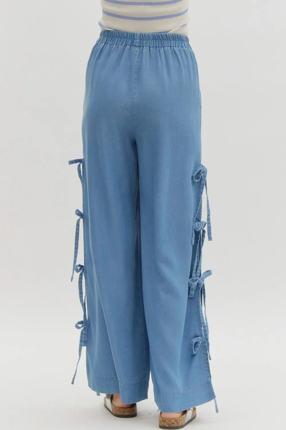 Bow Tied Slit Pants {Light Blue}