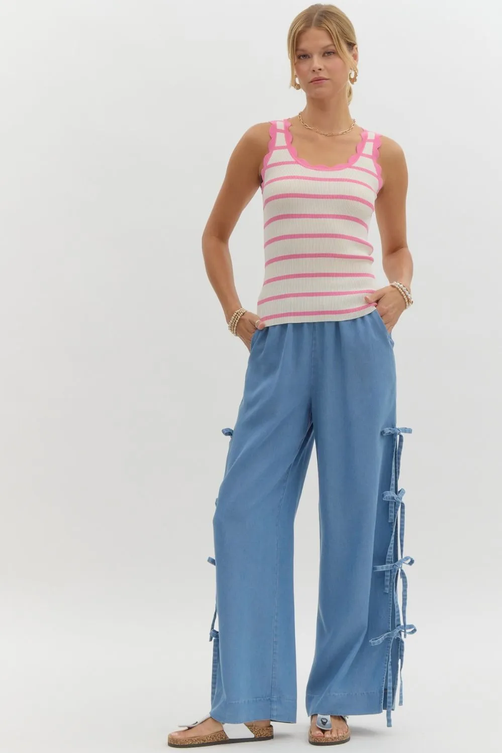 Bow Tied Slit Pants {Light Blue}