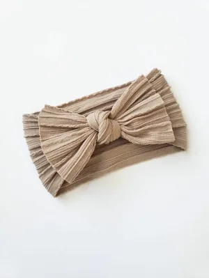 Cable Knit Bow Headband | Khaki