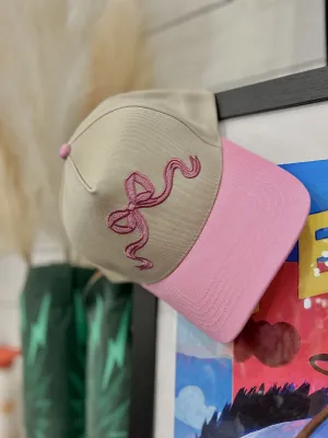 Canvas Pink Bow Cap