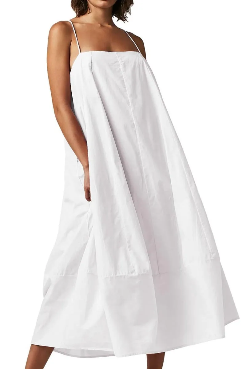Chouyatou Womens Summer Dresses Sleeveless Spaghetti Strap Lounge Dress Flowy A-Line Midi Dress