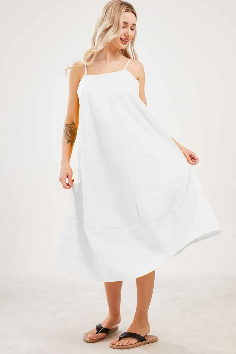 Chouyatou Womens Summer Dresses Sleeveless Spaghetti Strap Lounge Dress Flowy A-Line Midi Dress