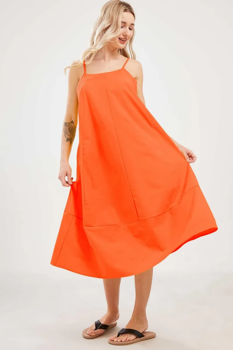 Chouyatou Womens Summer Dresses Sleeveless Spaghetti Strap Lounge Dress Flowy A-Line Midi Dress