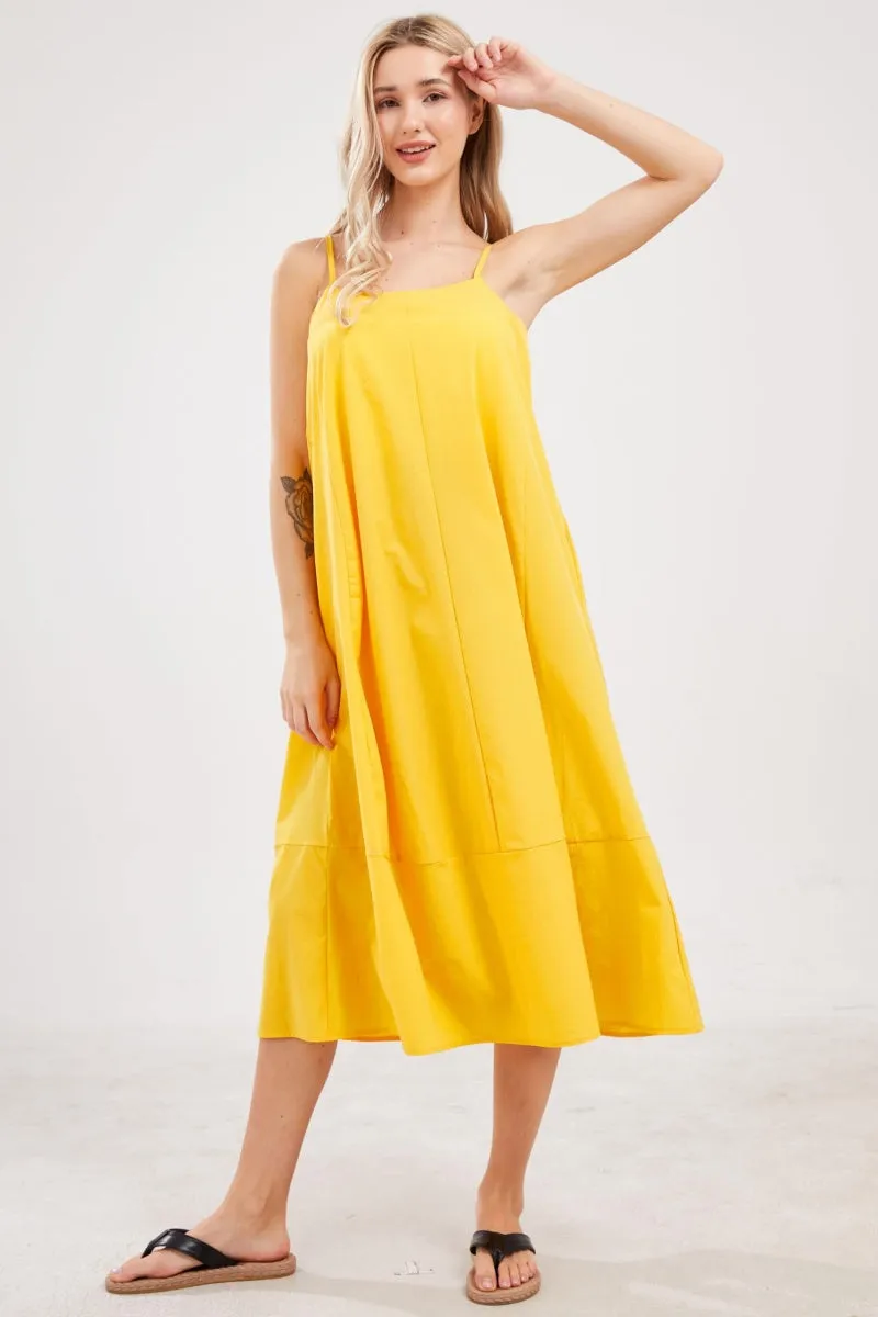 Chouyatou Womens Summer Dresses Sleeveless Spaghetti Strap Lounge Dress Flowy A-Line Midi Dress
