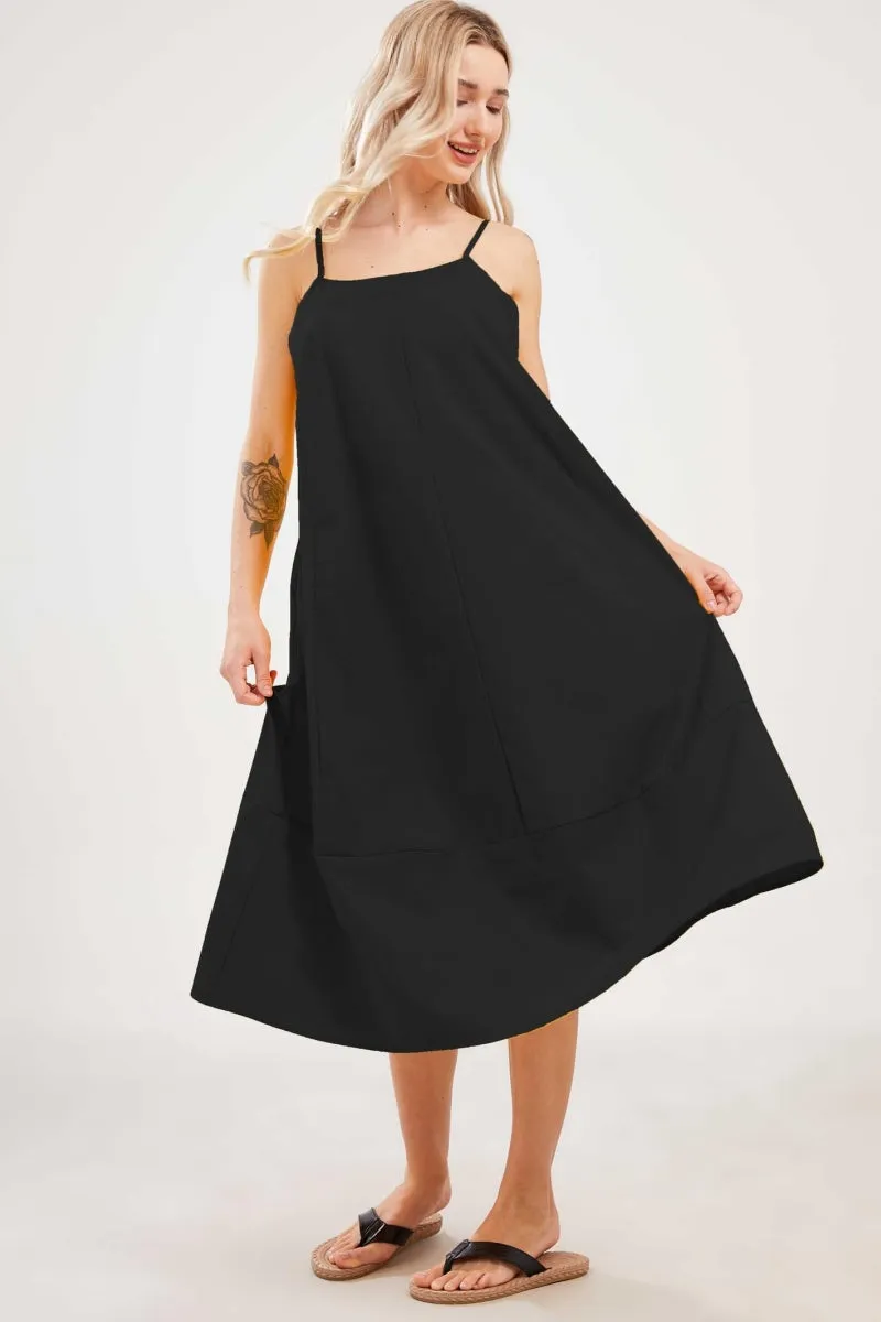 Chouyatou Womens Summer Dresses Sleeveless Spaghetti Strap Lounge Dress Flowy A-Line Midi Dress