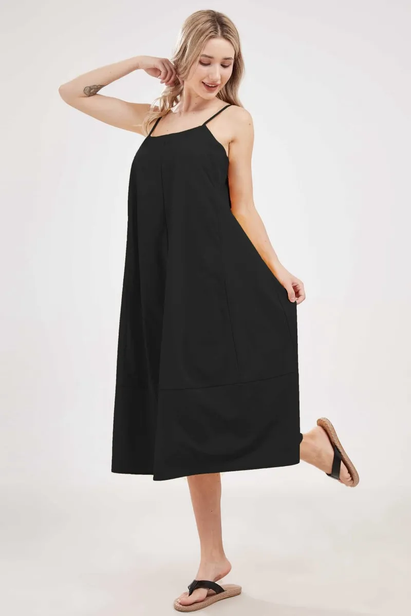 Chouyatou Womens Summer Dresses Sleeveless Spaghetti Strap Lounge Dress Flowy A-Line Midi Dress