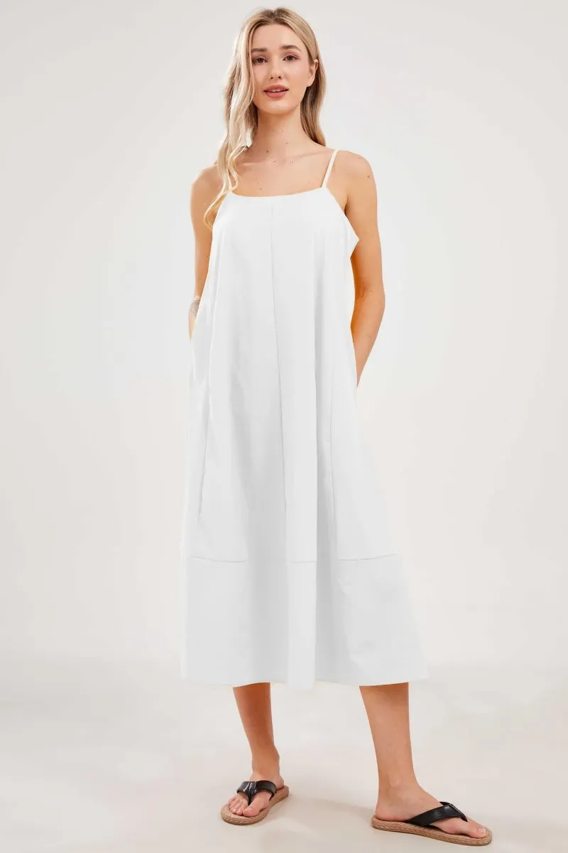 Chouyatou Womens Summer Dresses Sleeveless Spaghetti Strap Lounge Dress Flowy A-Line Midi Dress