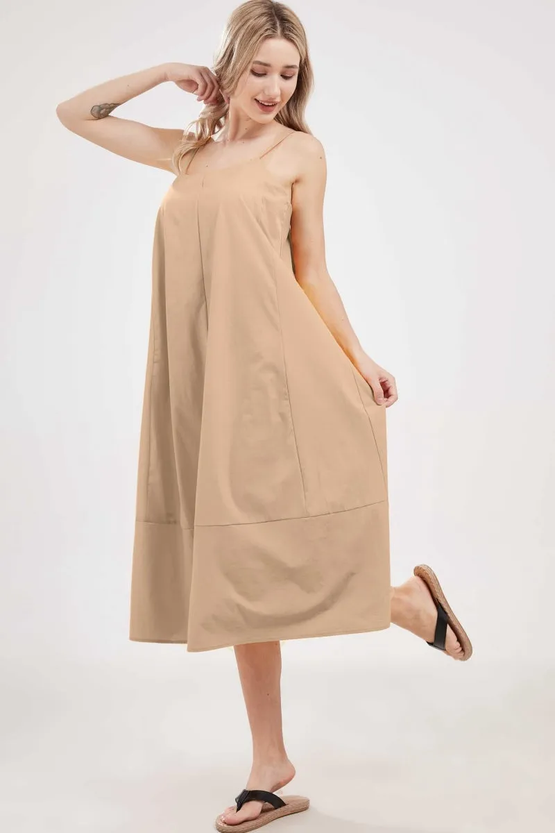 Chouyatou Womens Summer Dresses Sleeveless Spaghetti Strap Lounge Dress Flowy A-Line Midi Dress