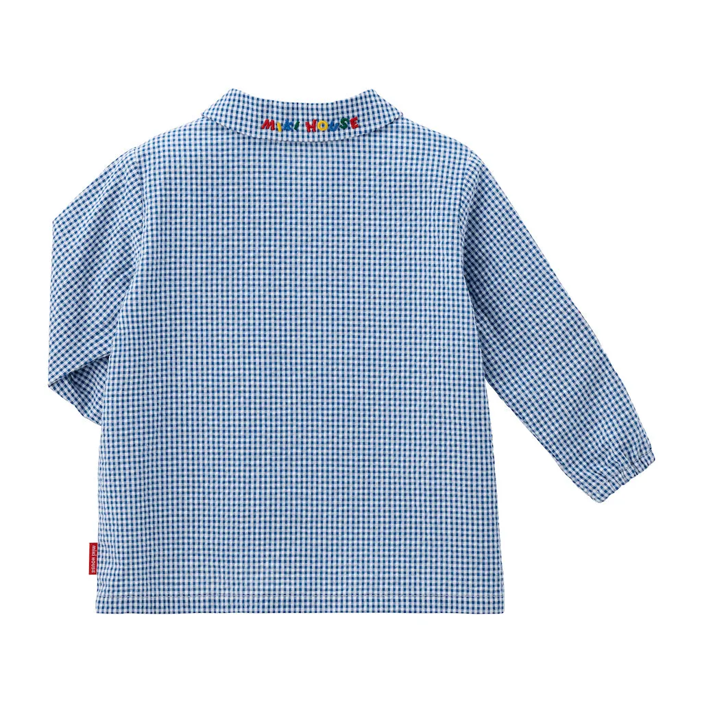 Cotton Gingham Long Sleeved Blouse