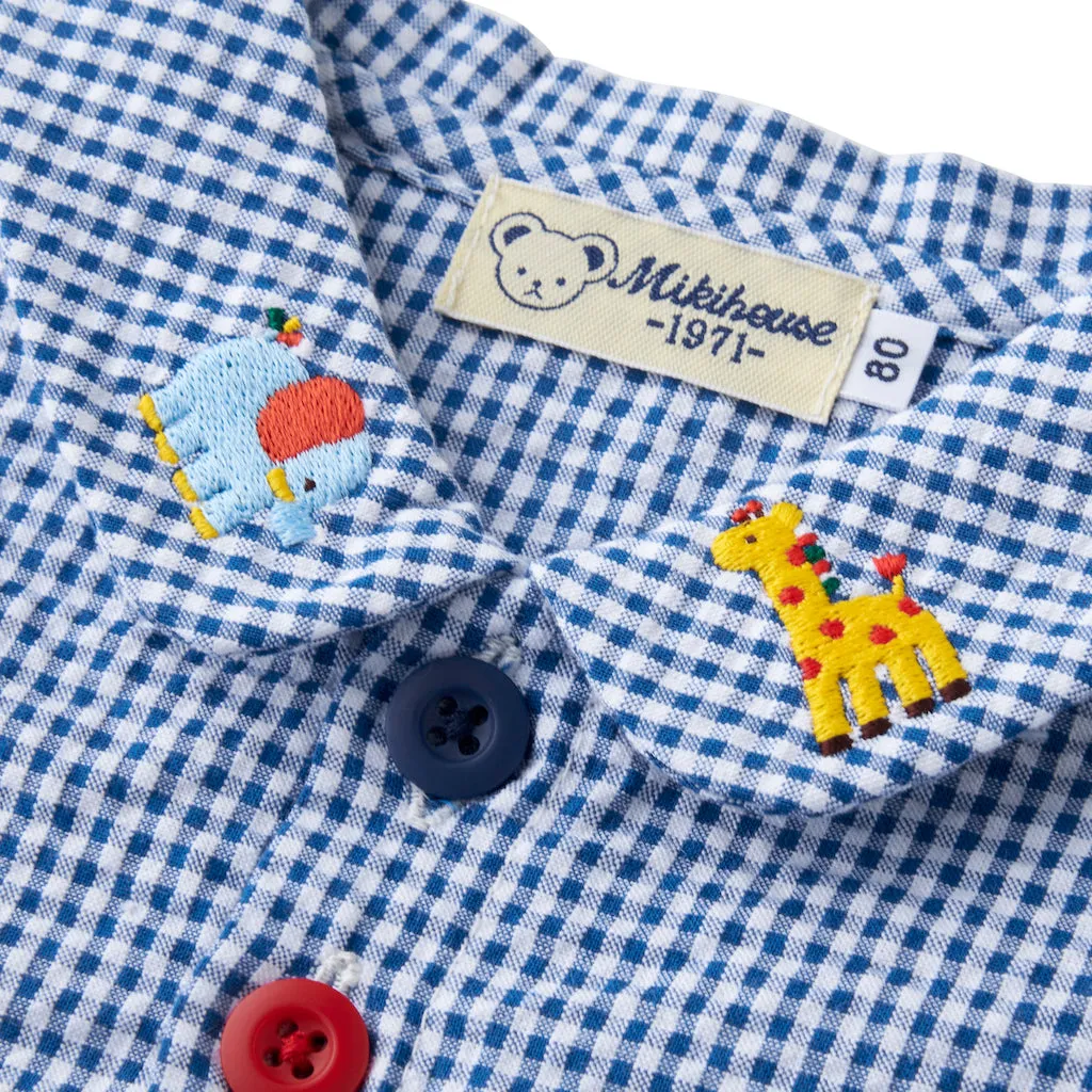 Cotton Gingham Long Sleeved Blouse