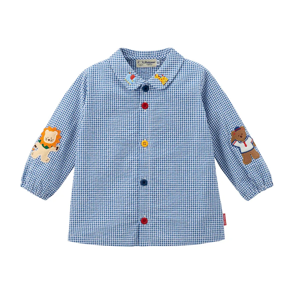 Cotton Gingham Long Sleeved Blouse