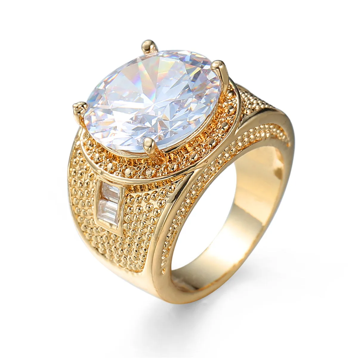 Crystal & 18K Gold-Plated Wide Ring