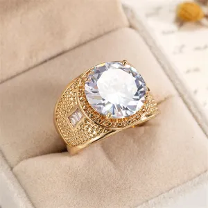 Crystal & 18K Gold-Plated Wide Ring