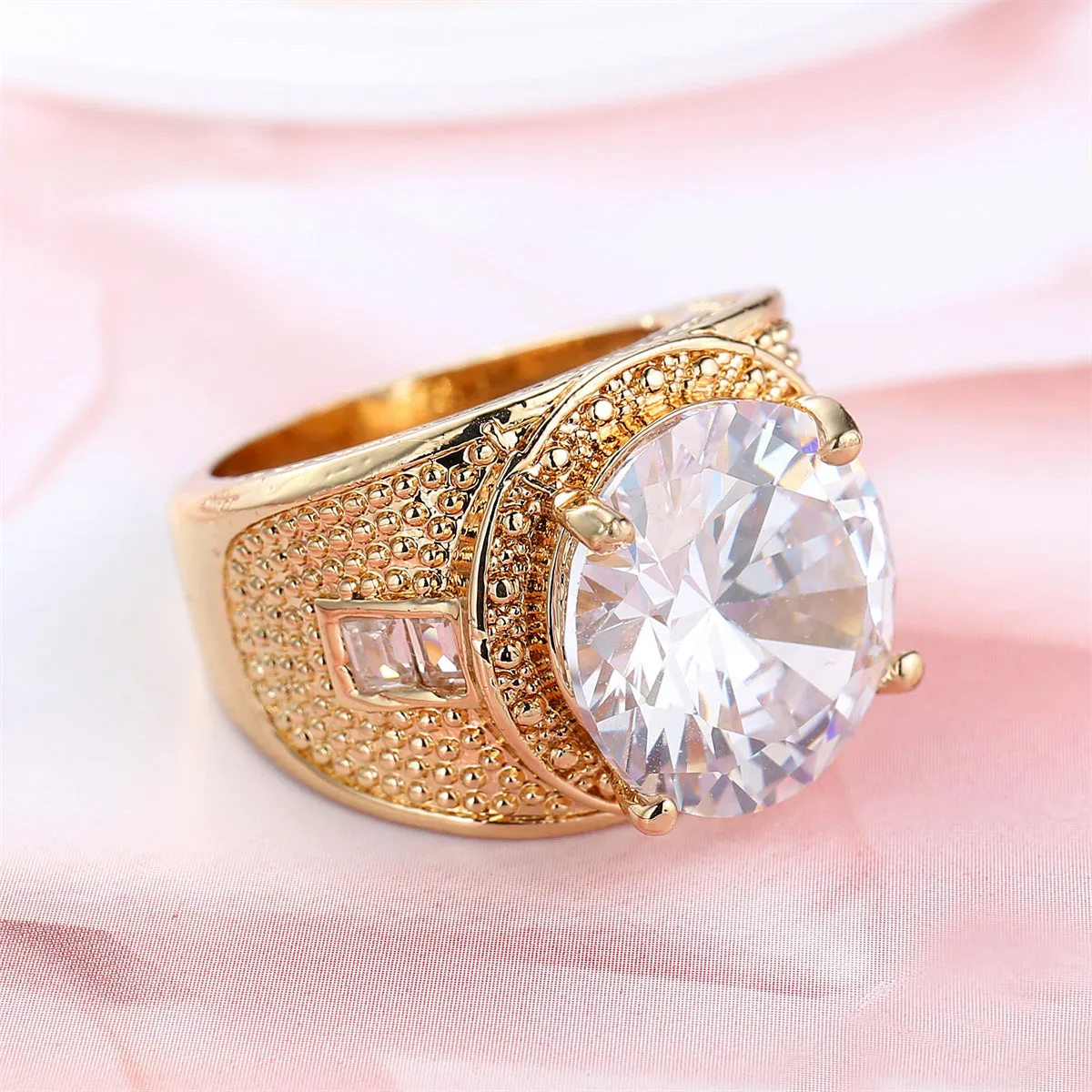 Crystal & 18K Gold-Plated Wide Ring