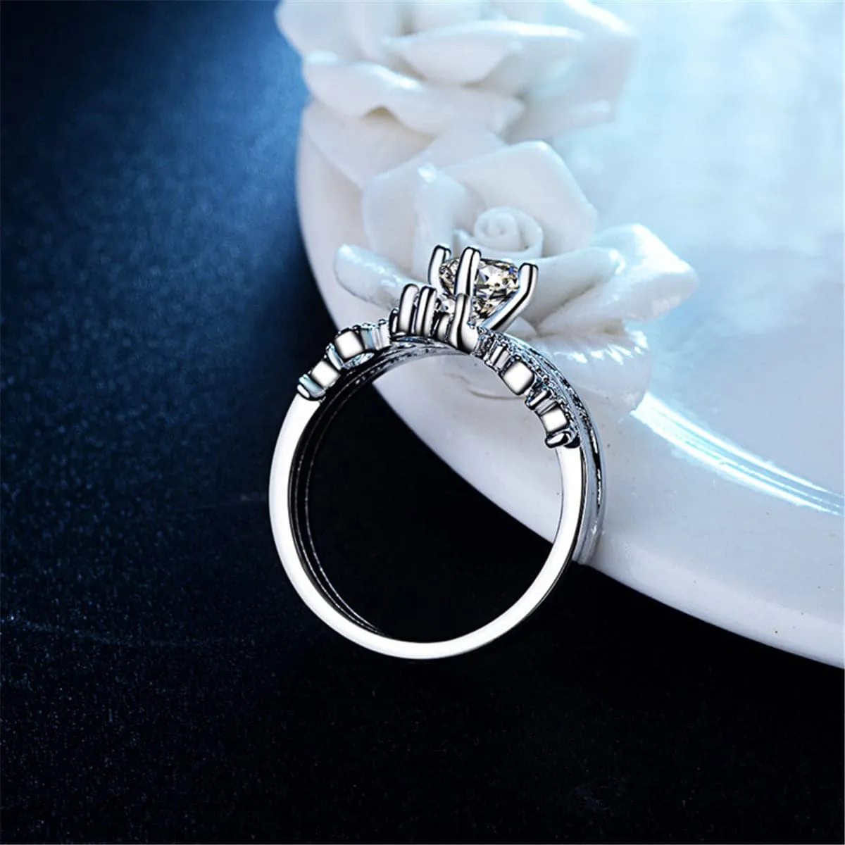 Crystal & Cubic Zirconia Crown Ring