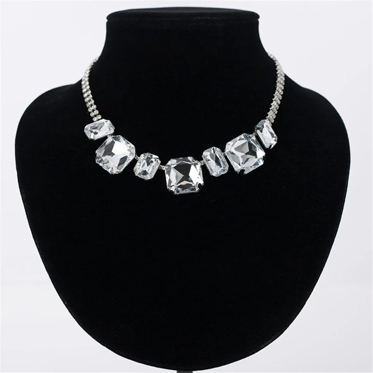 Crystal & Cubic Zirconia Emerald-Cut Statement Necklace