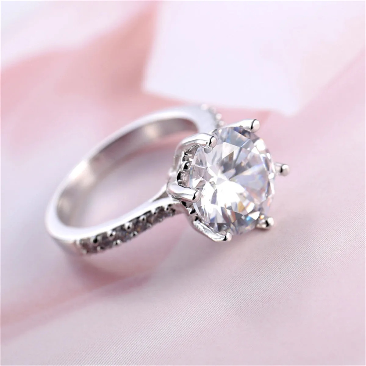 Crystal & Cubic Zirconia Pavé Round-Cut Ring