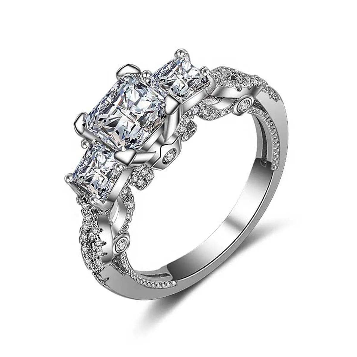 Crystal & Cubic Zirconia Princess-Cut Ring