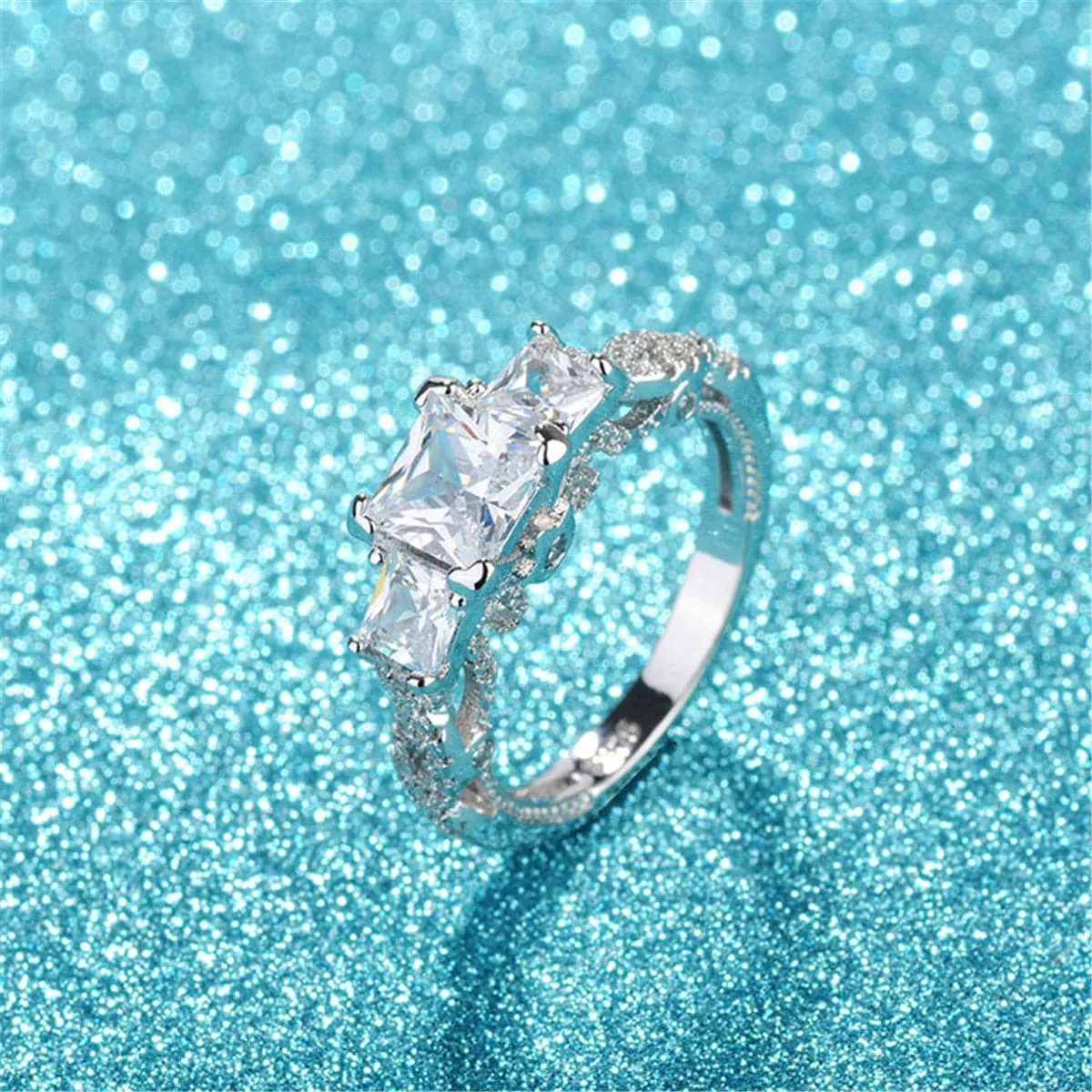 Crystal & Cubic Zirconia Princess-Cut Ring