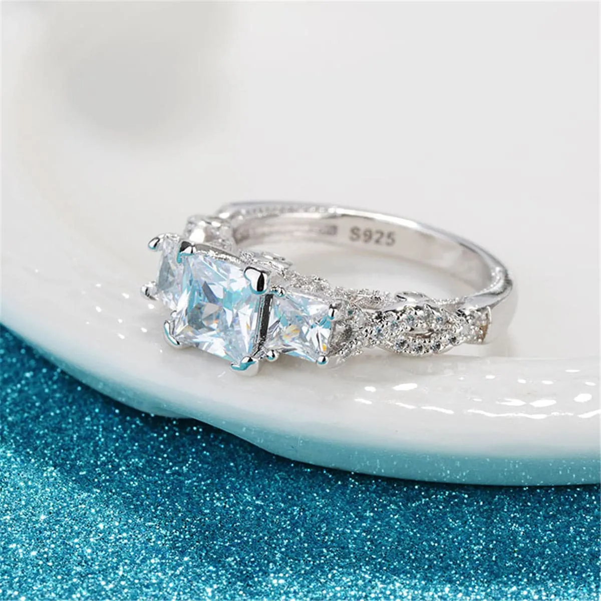 Crystal & Cubic Zirconia Princess-Cut Ring