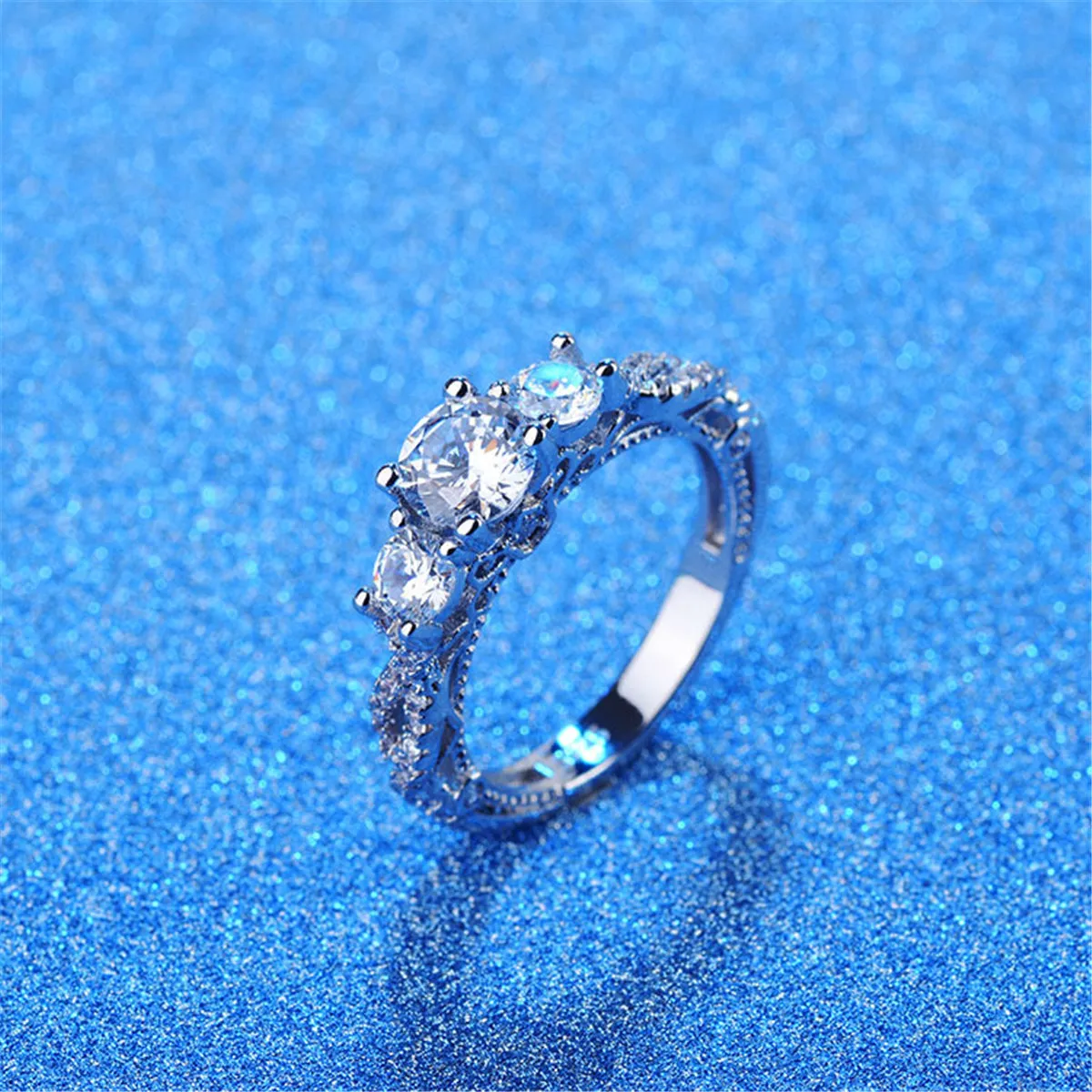 Crystal & Cubic Zirconia Three-Link Ring