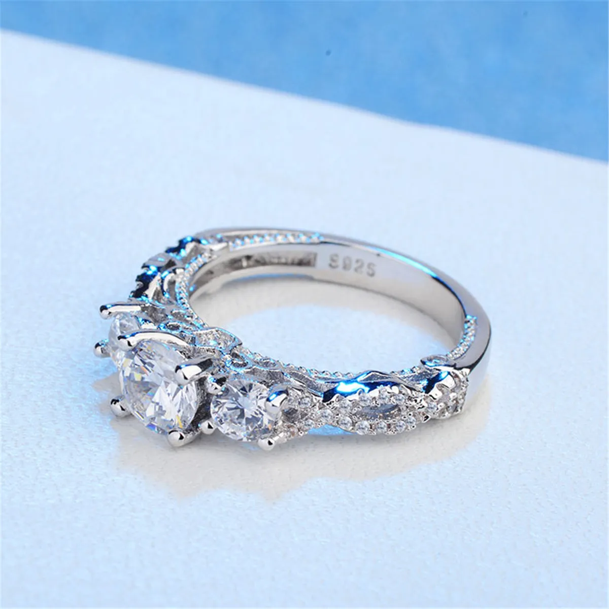 Crystal & Cubic Zirconia Three-Link Ring