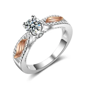 Crystal & Cubic Zirconia Two Tone Wing Ring