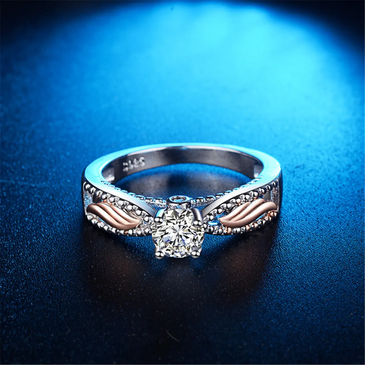 Crystal & Cubic Zirconia Two Tone Wing Ring