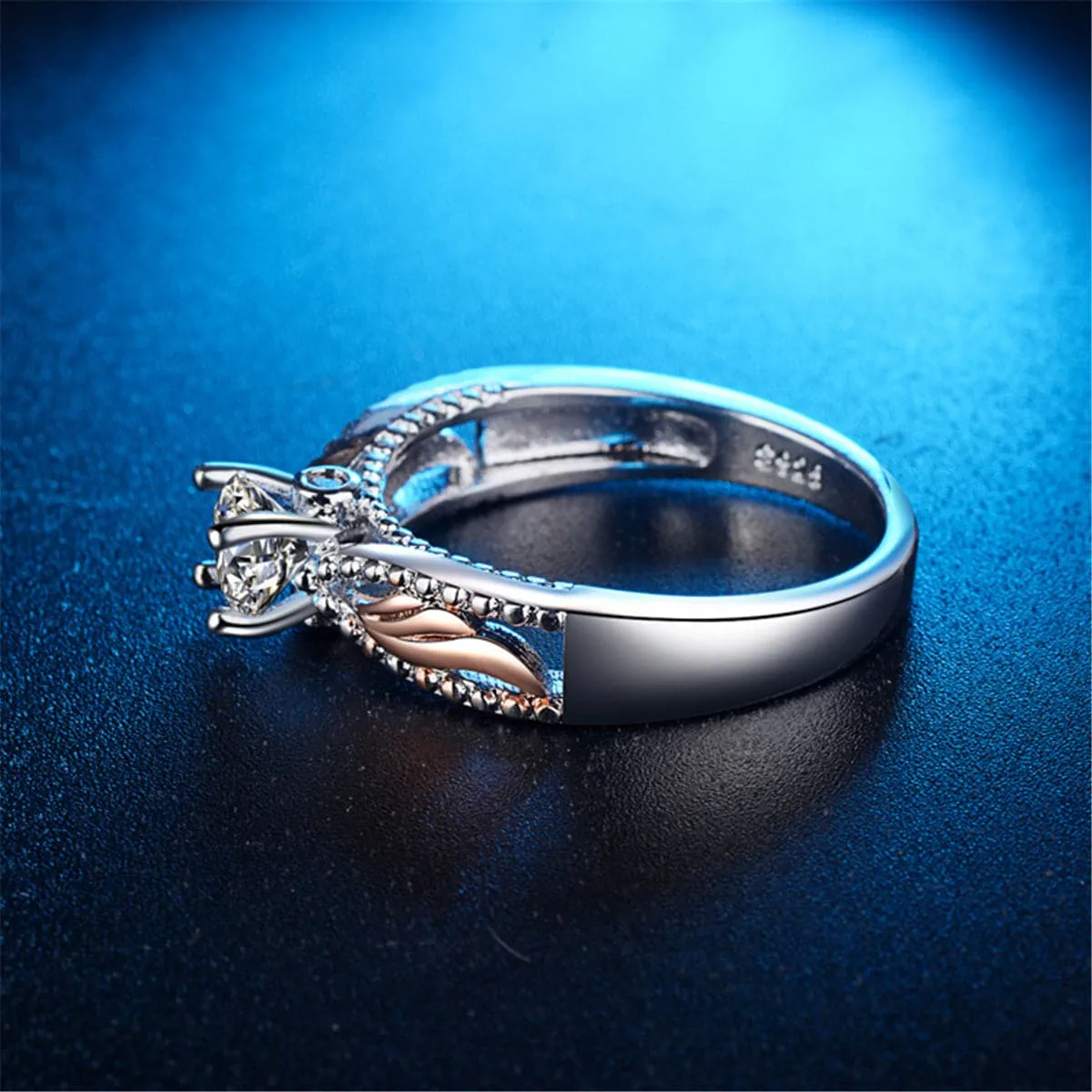 Crystal & Cubic Zirconia Two Tone Wing Ring