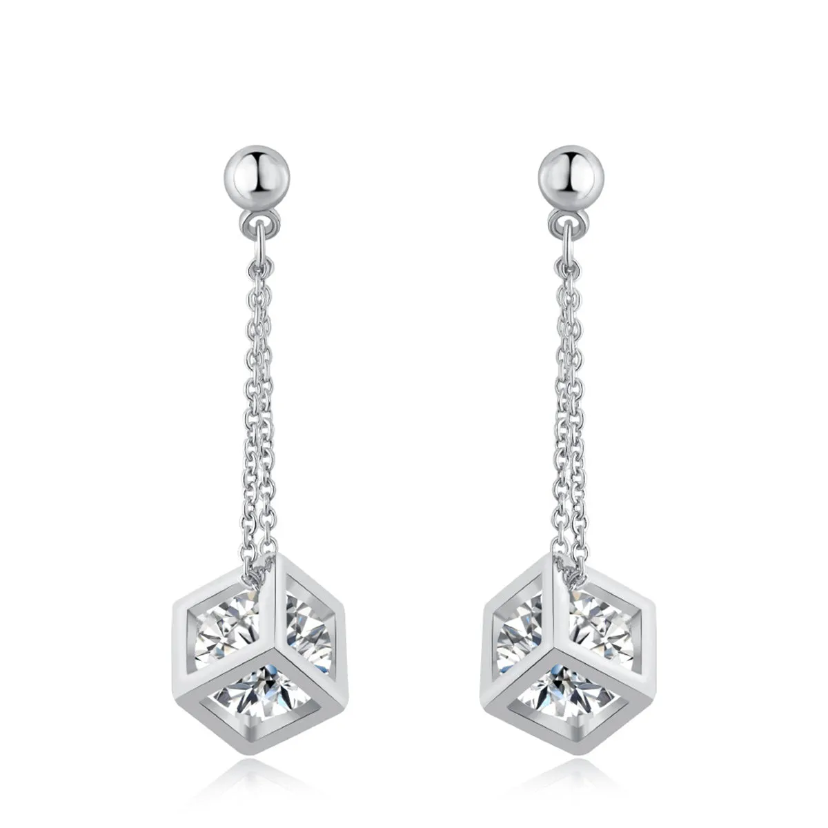 Crystal & Silver-Plated Caged Drop Earrings