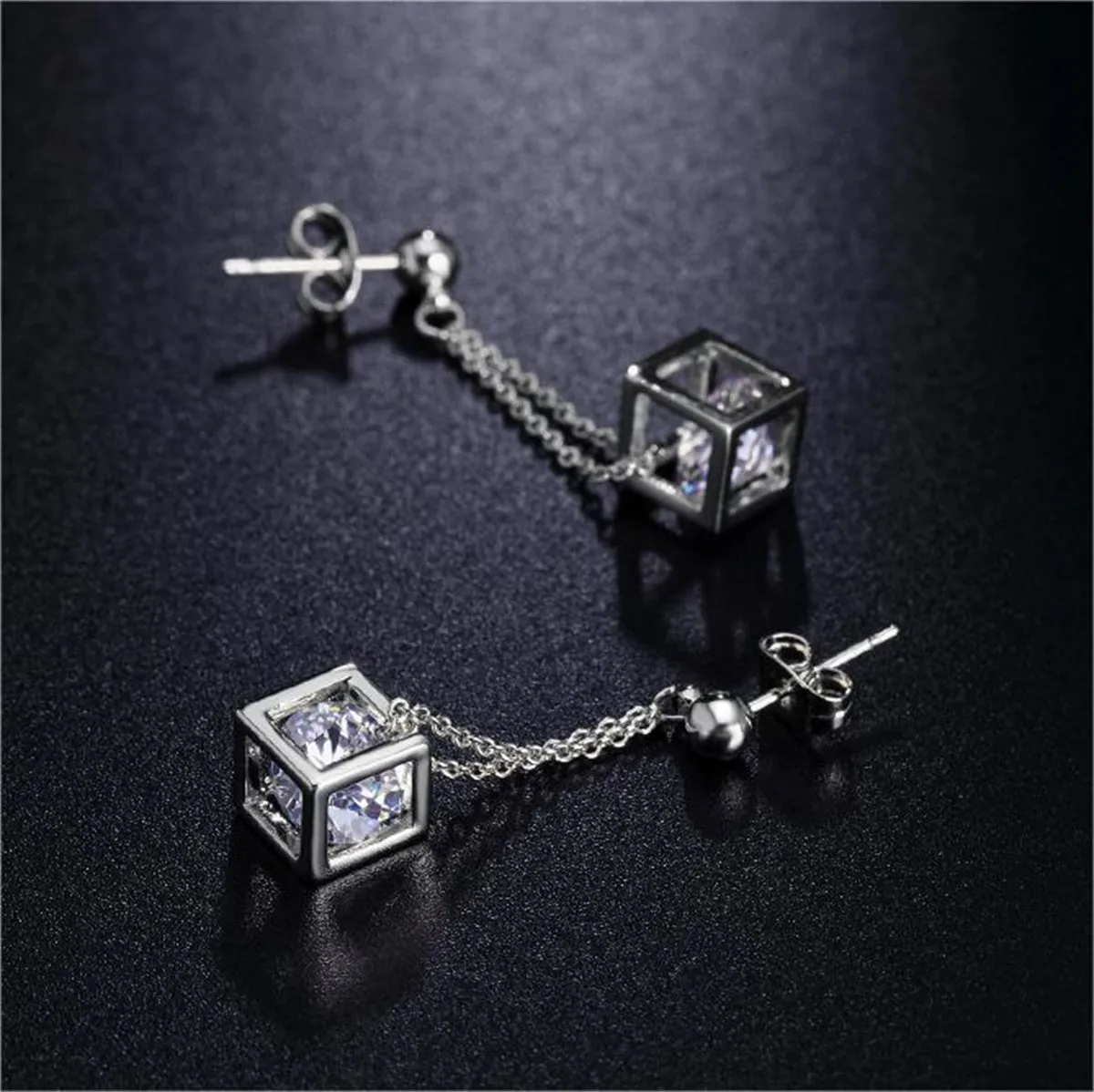 Crystal & Silver-Plated Caged Drop Earrings